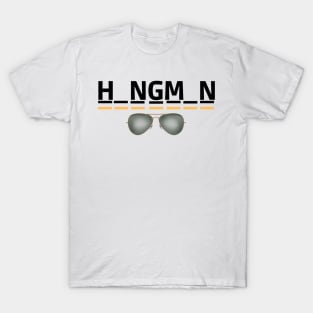 hangman font black and yellow with glasses T-Shirt